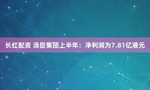 长红配资 汤臣集团上半年：净利润为7.81亿港元